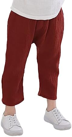HDLEXD Cotton Linen Harem Pants for Kids