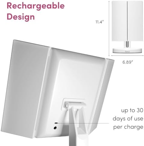 Fancii Rechargeable Trifold Makeup Mirror with 5X 10X Magnification