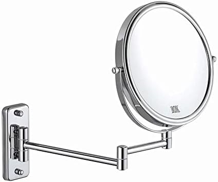 Wall-Mounted Makeup Mirror 10X Magnification Two-Sided Swivel Design