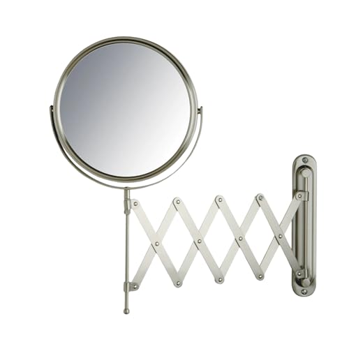 JERDON Two-Sided Wall-Mounted Makeup Mirror with 7X Magnification
