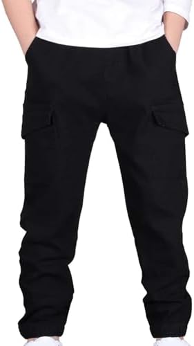 boys cargo stretch elastic waist joggers for school trend