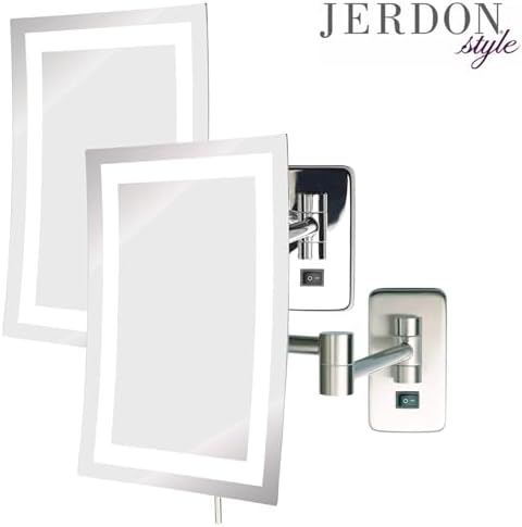 5X Magnifying Wall-Mounted LED Makeup Mirror Chrome