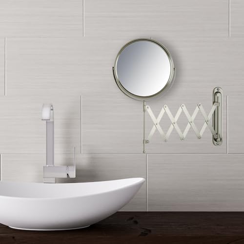 JERDON Two-Sided Wall-Mounted Makeup Mirror with 7X Magnification