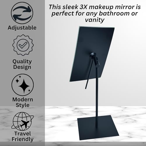 JERDON Rectangular Makeup Mirror with 3X Magnification and Nickel Finish