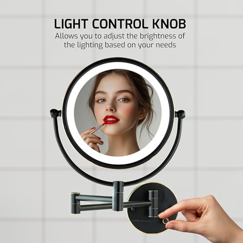 OVENTE 9 Inch Lighted Wall Mount Makeup Mirror
