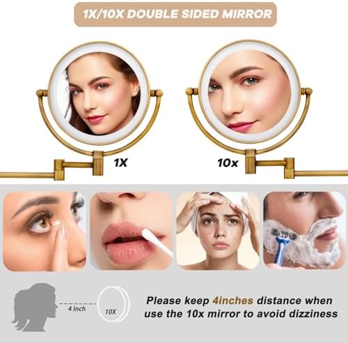 Wall-Mounted Makeup Mirror with 7W Light