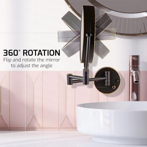 OVENTE 9 Inch Lighted Wall Mount Makeup Mirror