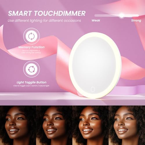 6 Magnifying Makeup Mirror withLED Light for Travelers