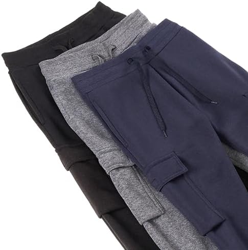 Boys 3-Pack Fleece Jogger Pants with Cargo Pockets