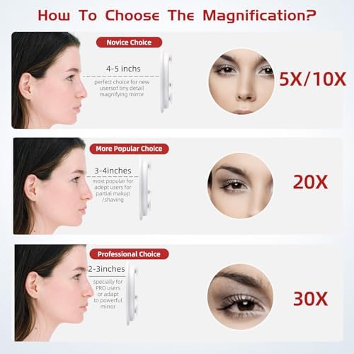 5X Makeup Magnifying Mirror 6inch Compact Travel Mirror with Suction Cups