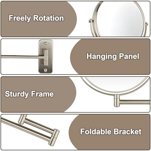 JANEEVA 1X10X Magnifying Wall Mirror 360 Arm