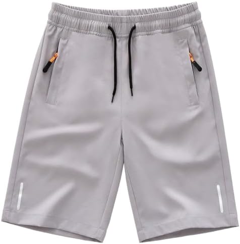 boys quick-dry athletic shorts set with zipper pockets and ajustable waistband