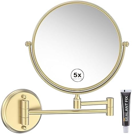 8-Inch Wall-Mounted Makeup Mirror with Gold Finish