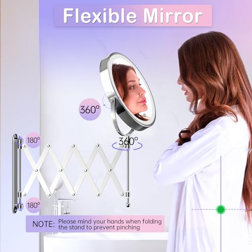 Rechargeable Wall-Mounted Makeup Mirror with Lights