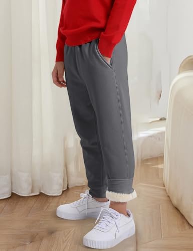 Gihuo Winter Sherpa-lined Sweatpants - Unisex Warm for Boys Girls