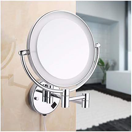 LCARY 9-Inch Wall-Mounted Makeup Mirror with LED Light 3X Magnification