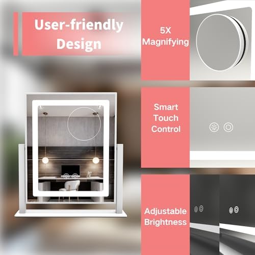 Makeup Mirror with Lights 360 Rotation 5 Magnification Vanity Mirror