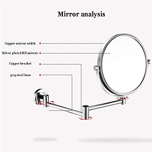 3X Magnification Wall-Mounted Chrome Makeup Mirror