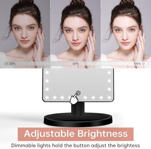FUNTOUCH Large Lighted Vanity Makeup Mirror with LED Lights and 10X Magnification