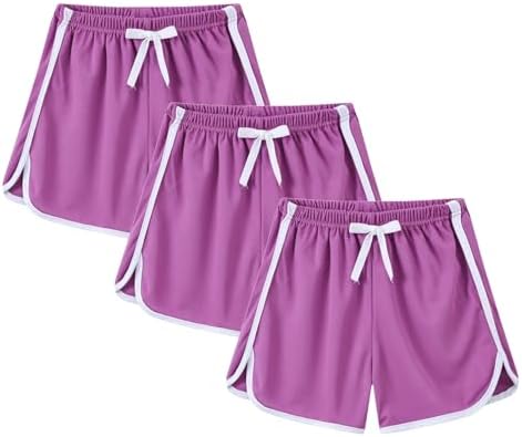 3 Pack Boys Girls Athletic Running Shorts for Summer Casual Wear