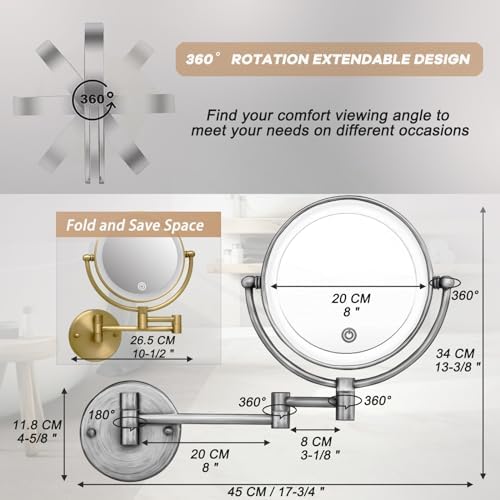 Wall-Mounted Makeup Mirror with 7W Light