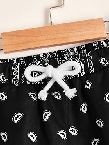 COZYASE Boys Graphic Shorts High Waisted with Paisley Bandana and Elastic Waist