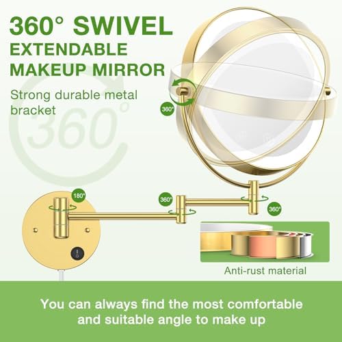 Anfauny 9 Double Sided Lighted Makeup Mirror 10X Magnification Easy to Use