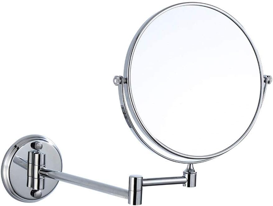 8-Inch Wall-Mounted Makeup Mirror 3X Magnification Swivel Adjustable Height Extendable