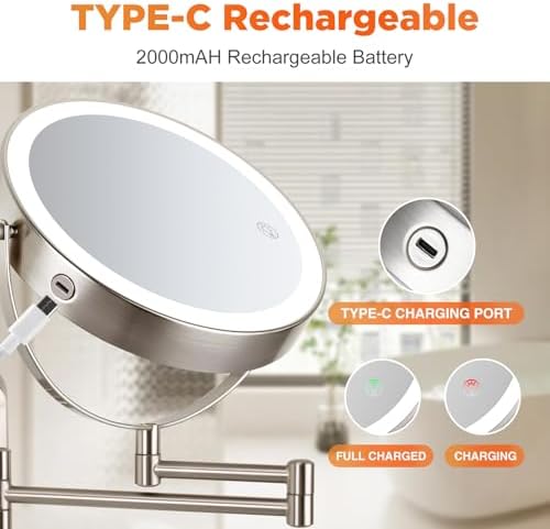 VORREMIRR Wall-Mounted Makeup Mirror with 360 Swivel 15X Magnification