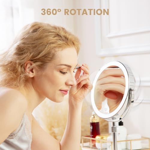 Cheating-Proof Makeup Mirror 10x Magnification 8-inch Height Adjustable 360 Rotatable