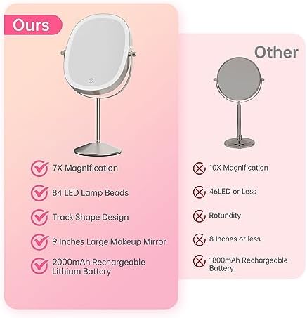oval makeup mirror with lights for travel