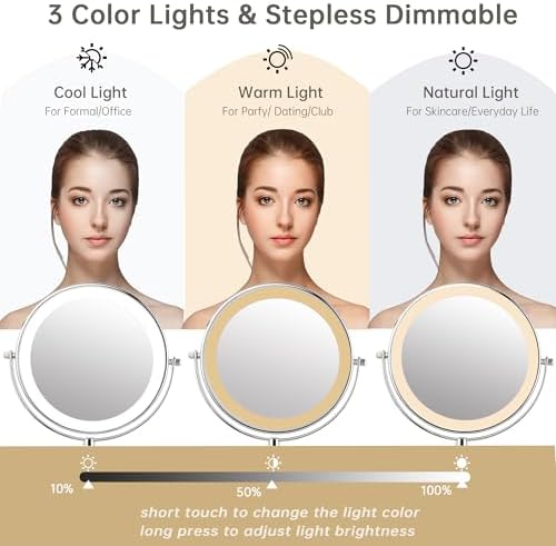 JANEEVA 10X Wall-Mounted Makeup Mirror with Rechargeable Battery