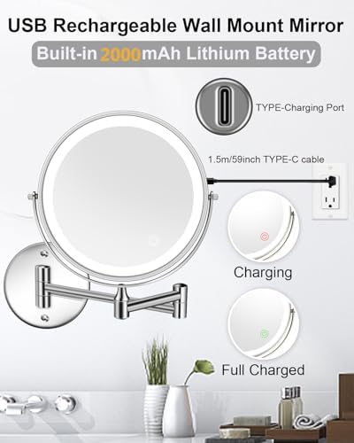 Elegant 8 Double-Sided Rechargeable Makeup Mirror