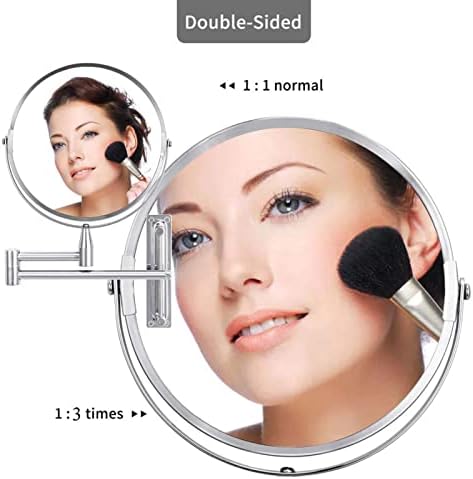 3X Magnifying Wall Mounted Makeup Mirror with Swivel Arm