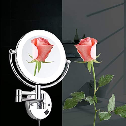LCARY 9-Inch Wall-Mounted Makeup Mirror with LED Light 3X Magnification
