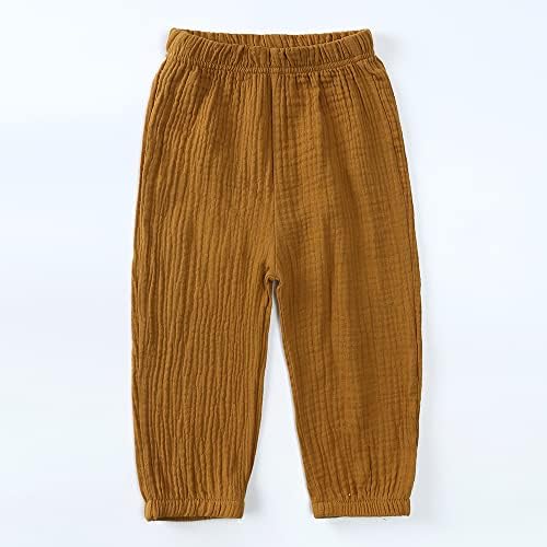 ZFTTZYMX Unisex Kids Cotton Linen Long Pants 3Packs