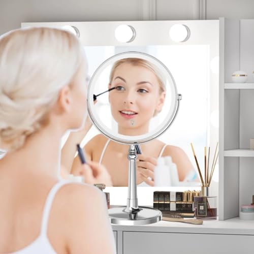 9 Inch Makeup Mirror With Lights And 10X Magnification
