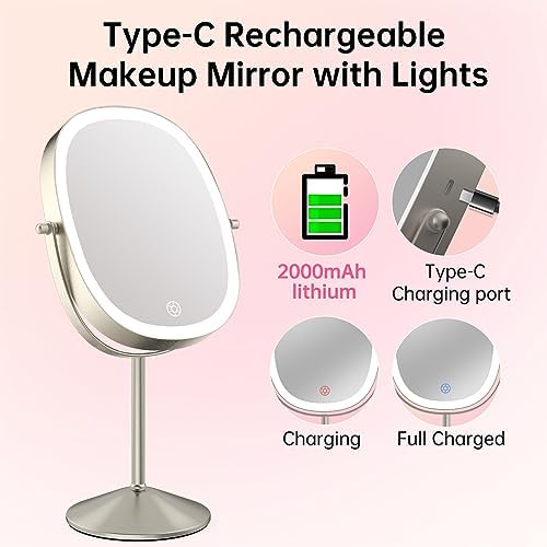 oval makeup mirror with lights for travel