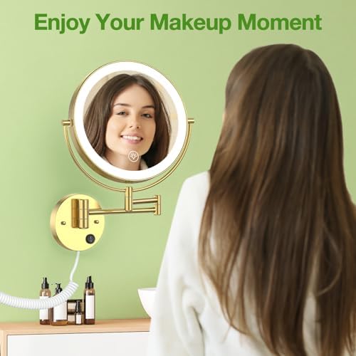 Anfauny 9 Double Sided Lighted Makeup Mirror 10X Magnification Easy to Use