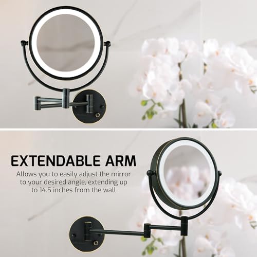 OVENTE 9 Inch Lighted Wall Mount Makeup Mirror