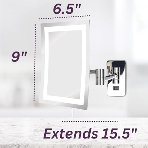 5X Magnifying Wall-Mounted LED Makeup Mirror Chrome