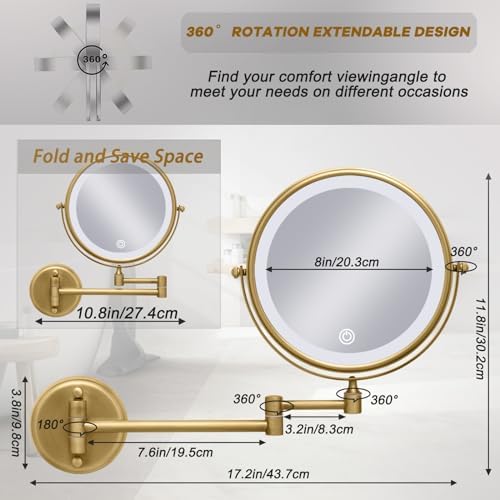Wall-Mounted Rechargeable Lighted Makeup Mirror