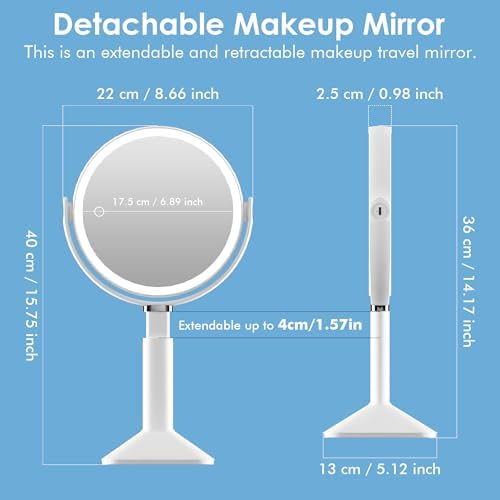 Glimmerx Makeup Mirror with 10X Lighted Dual-Sided Rechargeable Magnifying Mirror