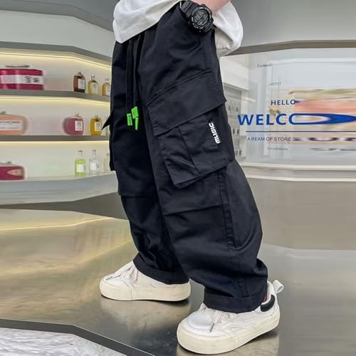 Boys Cargo Jogger Pants with Pockets and Elastic Waistband