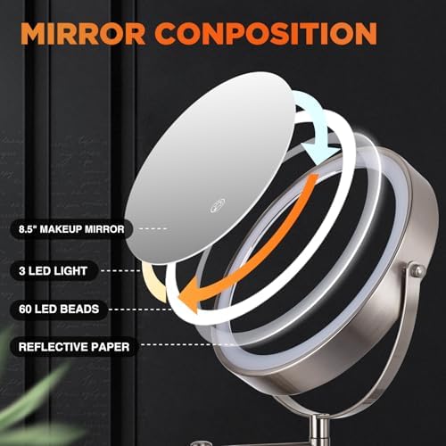VORREMIRR Wall-Mounted Makeup Mirror with 360 Swivel 15X Magnification