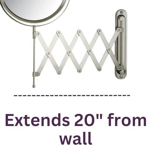 JERDON Two-Sided Wall-Mounted Makeup Mirror with 7X Magnification