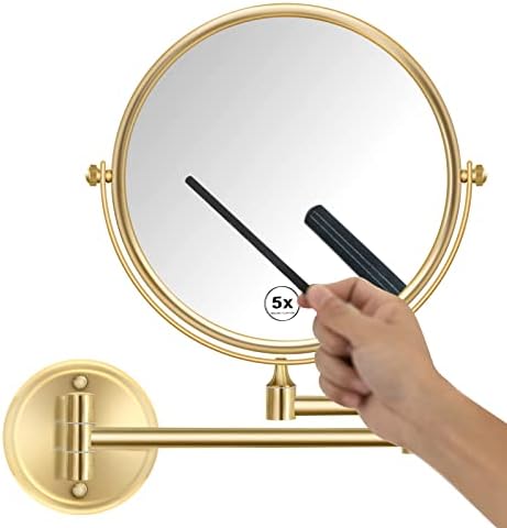 8-Inch Wall-Mounted Makeup Mirror with Gold Finish