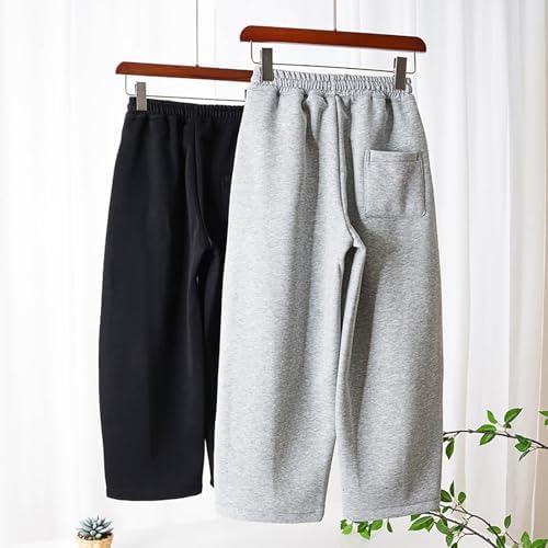 boys high-elastic open bottom fleece-lined collapse-panted sweatpants with Pockets