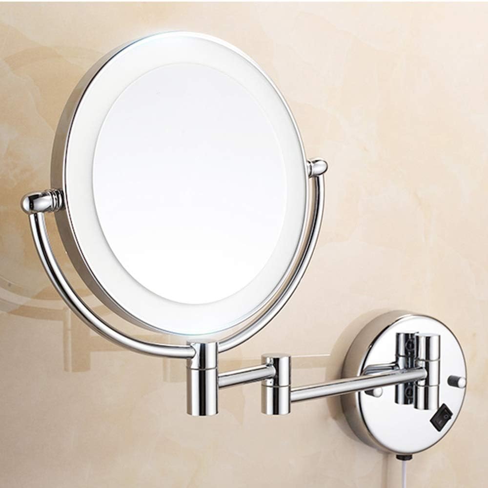 LCARY 9-Inch Wall-Mounted Makeup Mirror with LED Light 3X Magnification
