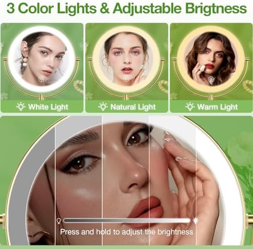Anfauny 9 Double Sided Lighted Makeup Mirror 10X Magnification Easy to Use